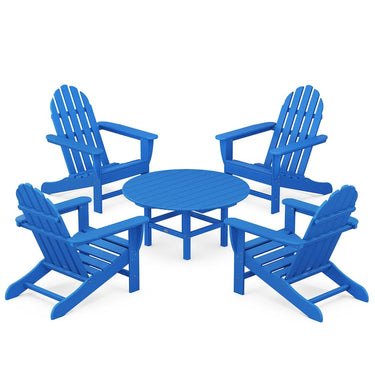 POLYWOOD Classic Adirondack 5-Piece Conversation Set - Pacific Blue